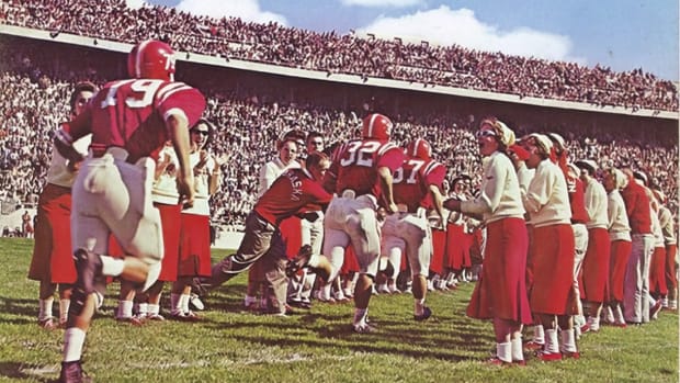 1960 Nebraska football spirit line Memorial Stadium field entrance